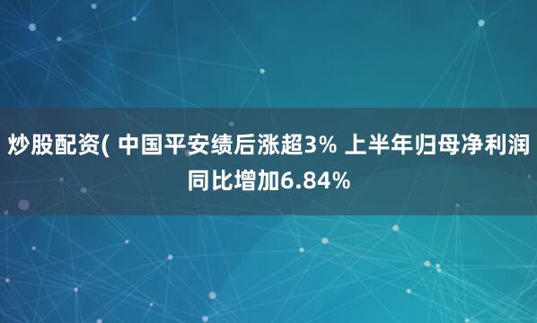 炒股配资( 中国平安绩后涨超3% 上半年归母净利润同比增加6.84%